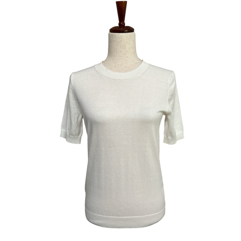 J.Crew Factory Short Sleeve Cotton Crewneck Sweater in Ivory